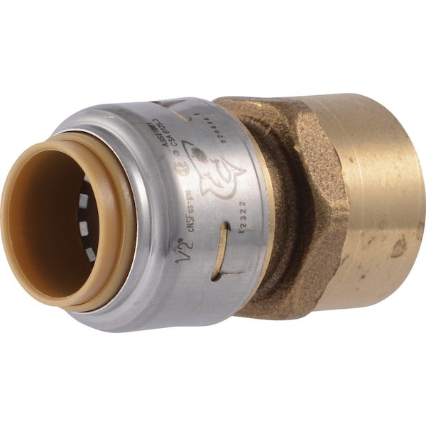 1/2 In. x 1/2 In. FNPT Straight Brass Push-to-Connect Female Adapter